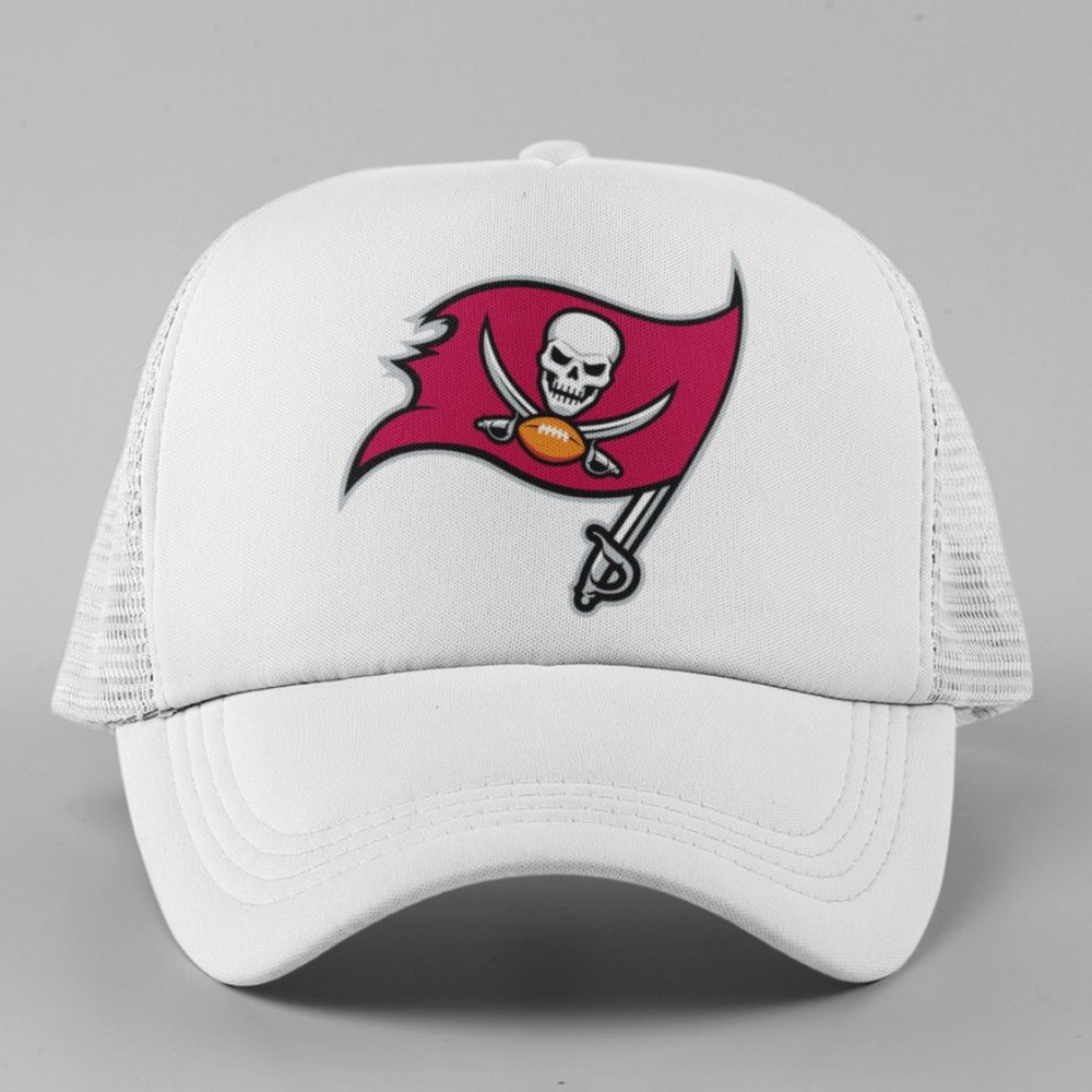 NEW Tampa Bay Buccaneers Logo Foam Trucker Mesh Snapback Hat WHITE